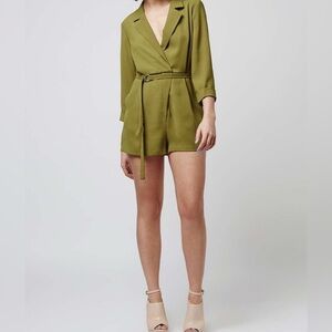 TopShop Alexa Olive Green Romper (Size 4)